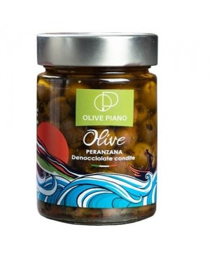 Entkernte Peranzana Oliven Gewürzt - Altes Rezept mit Extra Nativem Olivenöl und Gewürzen, Köstlich, Italienisch