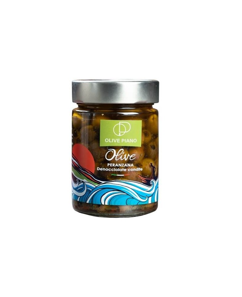 Olives Peranzana Dénoyautées Assaisonnées - Recette Ancienne avec Huile d'Olive Extra Vierge et Épices, Délicieuses, Italiennes