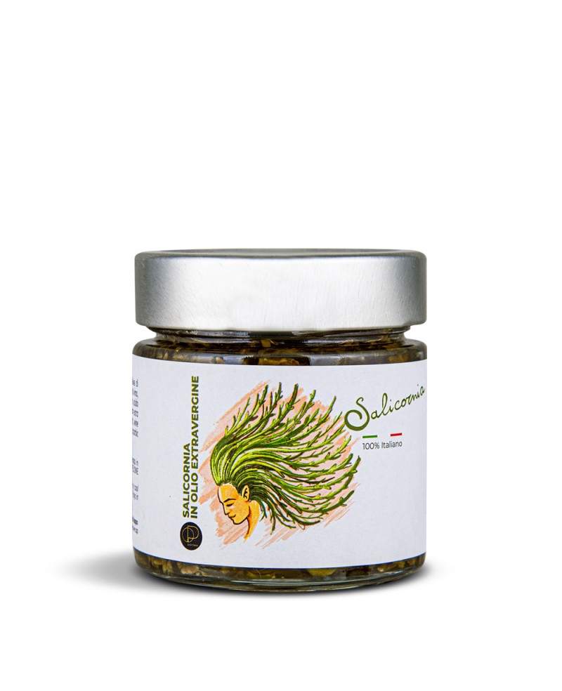 Salicorne à l'Huile | Salicorne dans l'Huile d'Olive Extra Vierge Primée 212 ml, Italienne, Recette Ancienne, Prête à l'Emploi