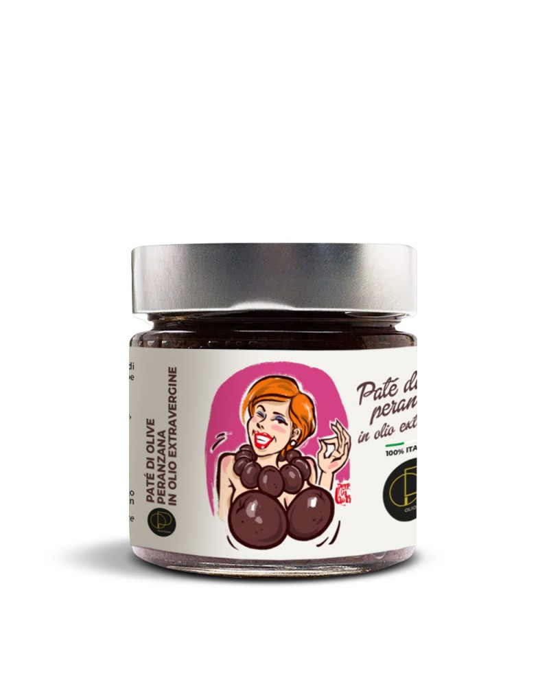 Pâté d'Olives | Pâté d'Olives Peranzana dans l'Huile d'Olive Extra Vierge 212 ml, Primé, 100% Italien, Idéal pour les Pâtes