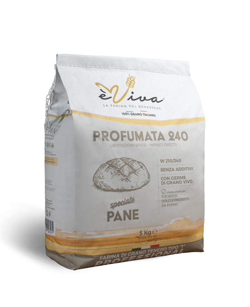 Profumata 240 | Farina di Grano Tenero tipo 1, Farina per Pane, Farina Italiana, No Pesticidi, No Additivi, Con Germe