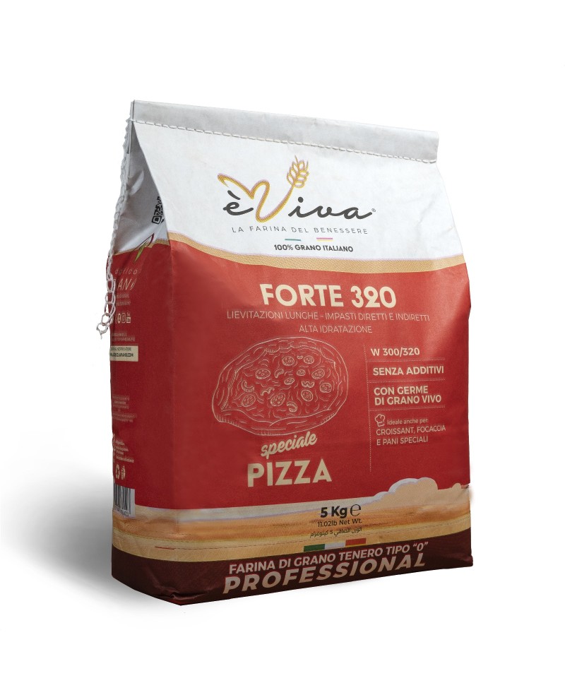 Forte 320 | Farina di Grano Tenero Tipo 0, Farina per pizza, Farina Italiana, No Pesticidi, Senza Additivi, Con Germe